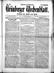 Grünberger Wochenblatt: Zeitung für Stadt und Land, No. 115. (25. September 1913)