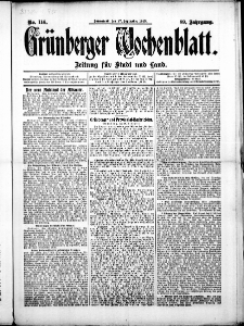 Grünberger Wochenblatt: Zeitung für Stadt und Land, No. 116. (27. September 1913)