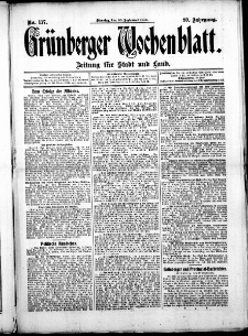 Grünberger Wochenblatt: Zeitung für Stadt und Land, No. 117. (30. September 1913)