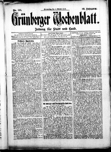 Grünberger Wochenblatt: Zeitung für Stadt und Land, No. 118. (2. Oktober 1913)