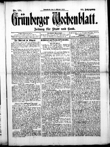 Grünberger Wochenblatt: Zeitung für Stadt und Land, No. 119. (4. Oktober 1913)