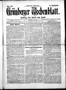 Grünberger Wochenblatt: Zeitung für Stadt und Land, No. 120. (7. Oktober 1913)