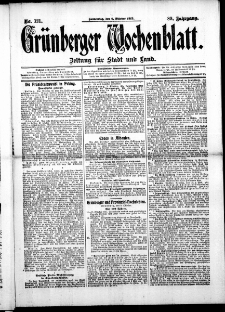 Grünberger Wochenblatt: Zeitung für Stadt und Land, No. 121. (9. Oktober 1913)