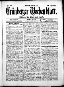 Grünberger Wochenblatt: Zeitung für Stadt und Land, No. 123. (14. Oktober 1913)