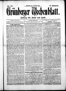 Grünberger Wochenblatt: Zeitung für Stadt und Land, No. 128. (25. Oktober 1913)