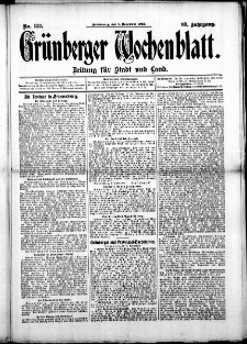Grünberger Wochenblatt: Zeitung für Stadt und Land, No. 133. (6. November 1913)