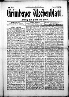 Grünberger Wochenblatt: Zeitung für Stadt und Land, No. 135. (11. November 1913)