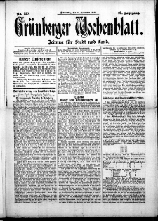 Grünberger Wochenblatt: Zeitung für Stadt und Land, No. 136. (13. November 1913)