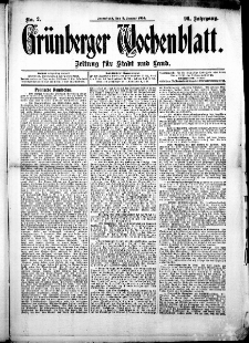 Grünberger Wochenblatt: Zeitung für Stadt und Land, No. 2. (3. Januar 1914)