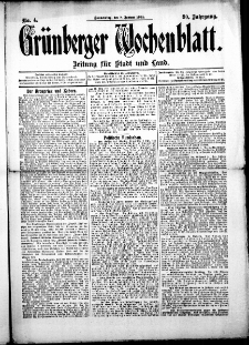 Grünberger Wochenblatt: Zeitung für Stadt und Land, No. 4. (8. Januar 1914)