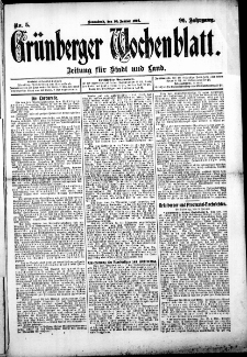 Grünberger Wochenblatt: Zeitung für Stadt und Land, No. 5. (10. Januar 1914)