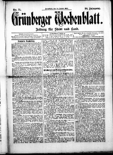 Grünberger Wochenblatt: Zeitung für Stadt und Land, No. 11. (24. Januar 1914)