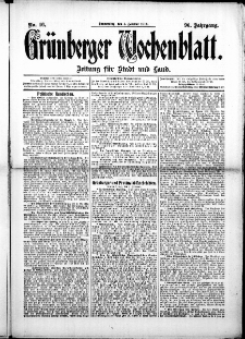 Grünberger Wochenblatt: Zeitung für Stadt und Land, No. 16. (5. Februar 1914)