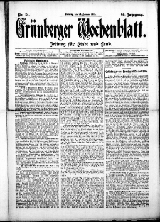 Grünberger Wochenblatt: Zeitung für Stadt und Land, No. 24. (24. Februar 1914)