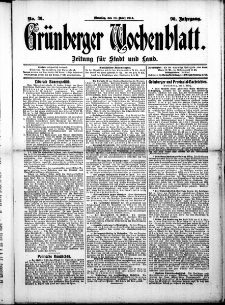 Grünberger Wochenblatt: Zeitung für Stadt und Land, No. 30. (10. März 1914)