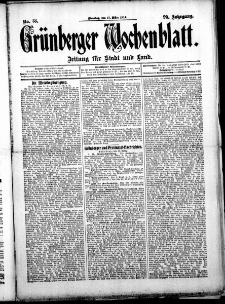 Grünberger Wochenblatt: Zeitung für Stadt und Land, No. 33. (17. März 1914)