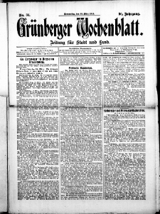 Grünberger Wochenblatt: Zeitung für Stadt und Land, No. 34. (19. März 1914)