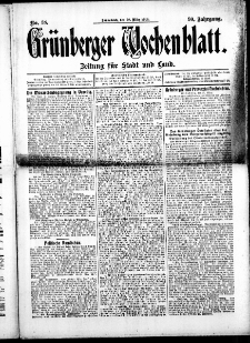 Grünberger Wochenblatt: Zeitung für Stadt und Land, No. 38. (28. März 1914)