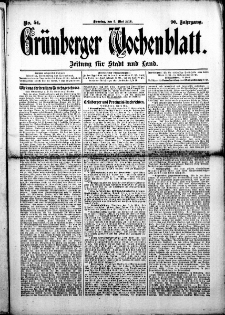 Grünberger Wochenblatt: Zeitung für Stadt und Land, No. 54. (5. Mai 1914)