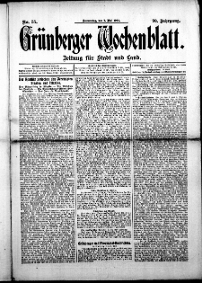 Grünberger Wochenblatt: Zeitung für Stadt und Land, No. 55. (7. Mai 1914)