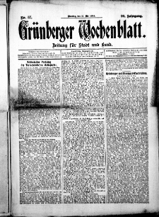 Grünberger Wochenblatt: Zeitung für Stadt und Land, No. 57. (12. Mai 1914)