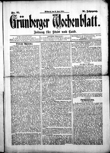 Grünberger Wochenblatt: Zeitung für Stadt und Land, No. 66. (3. Juni 1914)