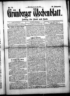 Grünberger Wochenblatt: Zeitung für Stadt und Land, No. 70. (11. Juni 1914)