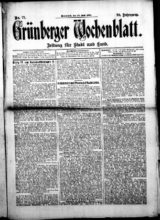 Grünberger Wochenblatt: Zeitung für Stadt und Land, No. 77. (27. Juni 1914)