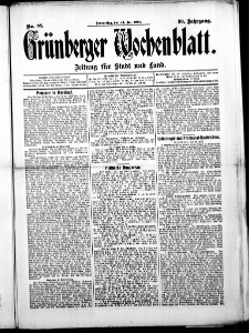 Grünberger Wochenblatt: Zeitung für Stadt und Land, No. 88. (23. Juli 1914)