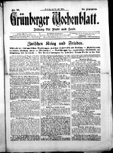 Grünberger Wochenblatt: Zeitung für Stadt und Land, No. 90. (28. Juli 1914)