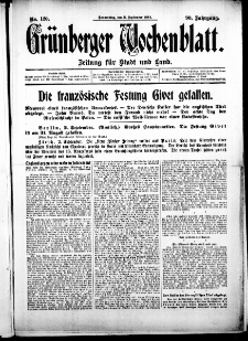 Grünberger Wochenblatt: Zeitung für Stadt und Land, No. 120. (3. September 1914)