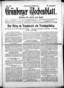 Grünberger Wochenblatt: Zeitung für Stadt und Land, No. 140. (26. September 1914)