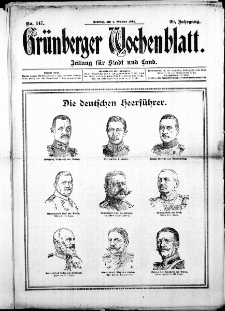 Grünberger Wochenblatt: Zeitung für Stadt und Land, No. 147. (4. Oktober 1914)