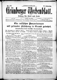 Grünberger Wochenblatt: Zeitung für Stadt und Land, No. 155. (14. Oktober 1914)