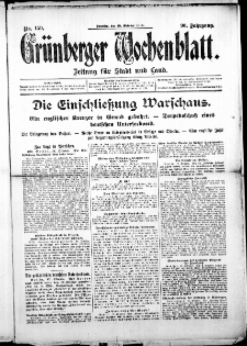 Grünberger Wochenblatt: Zeitung für Stadt und Land, No. 159. (18. Oktober 1914)