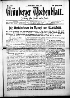Grünberger Wochenblatt: Zeitung für Stadt und Land, No. 160. (20. Oktober 1914)