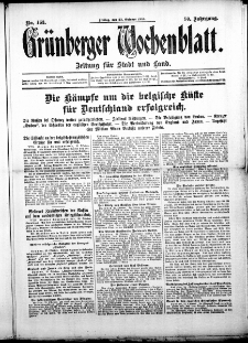 Grünberger Wochenblatt: Zeitung für Stadt und Land, No. 163. (23. Oktober 1914)