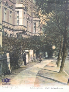 Zielona Góra / Grünberg; al. Niepodległości, Kawiarnia Pod Carską Koroną; Banhofstraße, Cafe Kaiserkrone, rok 1909