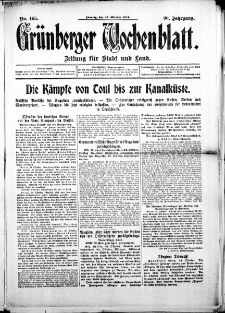 Grünberger Wochenblatt: Zeitung für Stadt und Land, No. 165. (25. Oktober 1914)