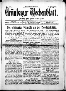 Grünberger Wochenblatt: Zeitung für Stadt und Land, No. 166. (27. Oktober 1914)