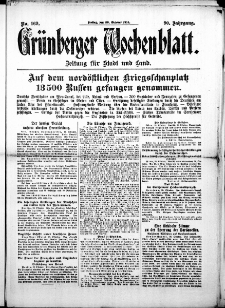 Grünberger Wochenblatt: Zeitung für Stadt und Land, No. 169. (30. Oktober 1914)