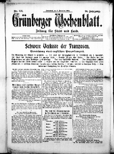 Grünberger Wochenblatt: Zeitung für Stadt und Land, No. 176. (7. November 1914)