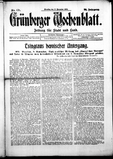 Grünberger Wochenblatt: Zeitung für Stadt und Land, No. 178. (10. November 1914)