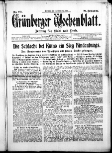 Grünberger Wochenblatt: Zeitung für Stadt und Land, No. 185. (18. November 1914)