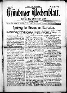 Grünberger Wochenblatt: Zeitung für Stadt und Land, No. 188. (22. November 1914)