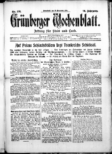 Grünberger Wochenblatt: Zeitung für Stadt und Land, No. 193. (28. November 1914)