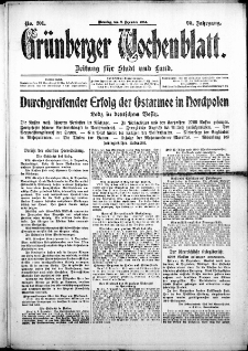 Grünberger Wochenblatt: Zeitung für Stadt und Land, No. 201. (8. Dezember 1914)