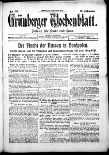 Grünberger Wochenblatt: Zeitung für Stadt und Land, No. 202. (9. Dezember 1914)