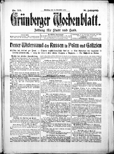 Grünberger Wochenblatt: Zeitung für Stadt und Land, No. 213. (22. Dezember 1914)