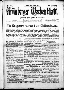 Grünberger Wochenblatt: Zeitung für Stadt und Land, No. 217. (29. Dezember 1914)